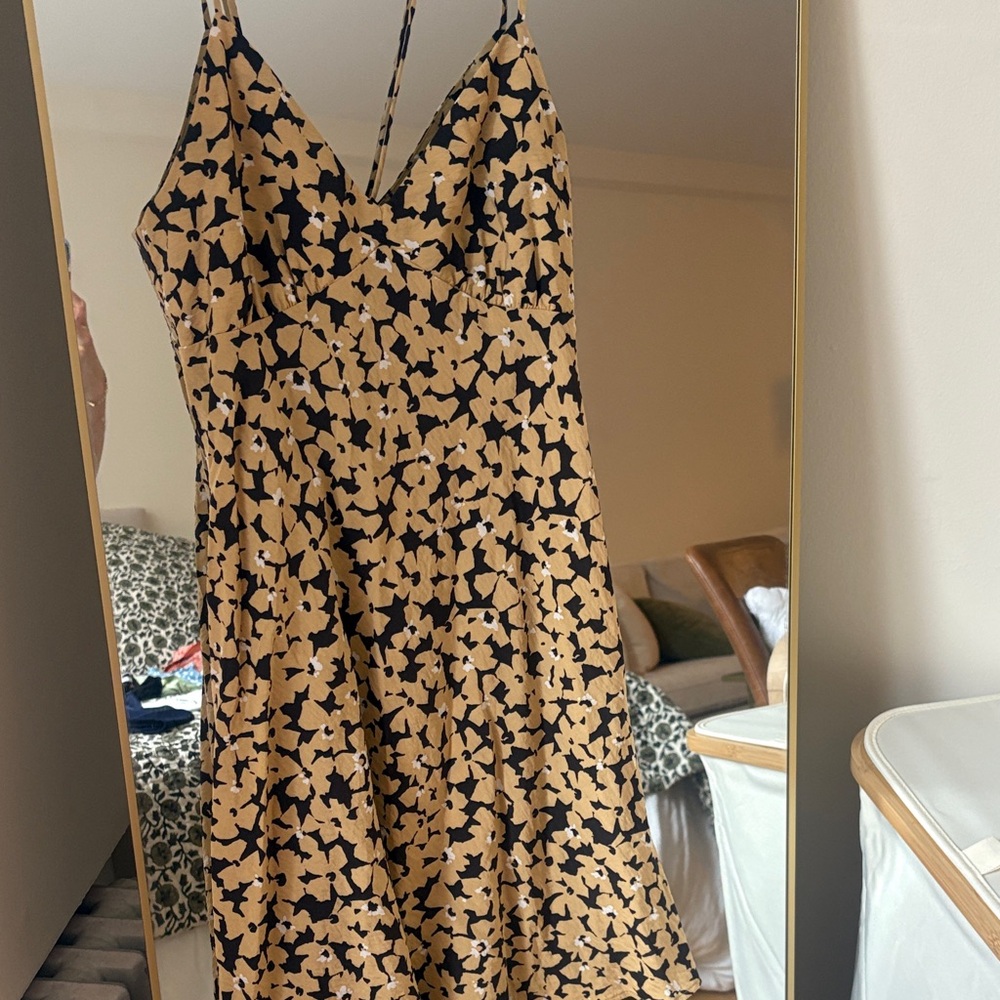 Black and Tan Floral Dress